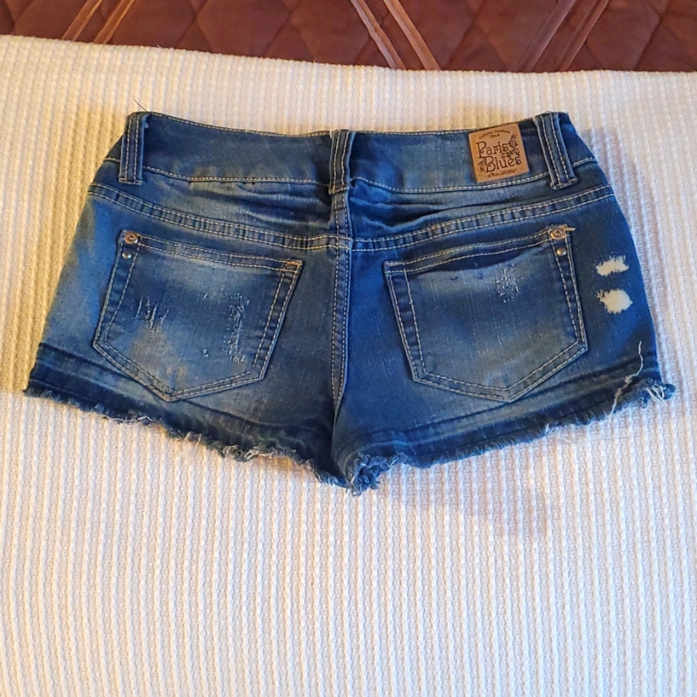 Paris Blues Blue Denim Women's Jean Shorts - Picture 3 of 7